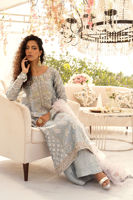 Pakistani Sea Blue Zardozi Lamé Salwar Kameez (3-Piece) - Image 10