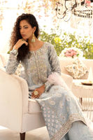 Pakistani Sea Blue Zardozi Lamé Salwar Kameez (3-Piece) - Image 11