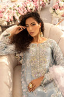 Pakistani Sea Blue Zardozi Lamé Salwar Kameez (3-Piece) - Image 12
