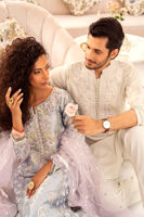 Pakistani Sea Blue Zardozi Lamé Salwar Kameez (3-Piece) - Image 15