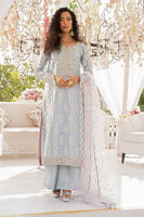 Pakistani Sea Blue Zardozi Lamé Salwar Kameez (3-Piece) - Image 2