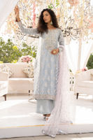 Pakistani Sea Blue Zardozi Lamé Salwar Kameez (3-Piece) - Image 3