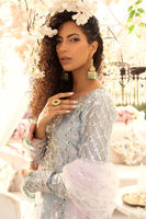 Pakistani Sea Blue Zardozi Lamé Salwar Kameez (3-Piece) - Image 7