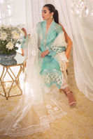 Blue Waltz Embroidered Organza Salwar Kameez (3-Piece) - Image 2