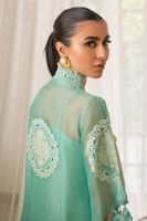 Blue Waltz Embroidered Organza Salwar Kameez (3-Piece) - Image 5
