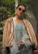 Ice Blue Embellished Organza Long Shirt (3-Piece) - Image 3