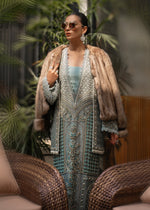 Ice Blue Embellished Organza Long Shirt (3-Piece) - Image 4