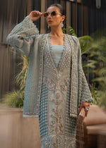 Ice Blue Embellished Organza Long Shirt (3-Piece) - Image 5
