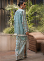 Ice Blue Embellished Organza Long Shirt (3-Piece) - Image 7