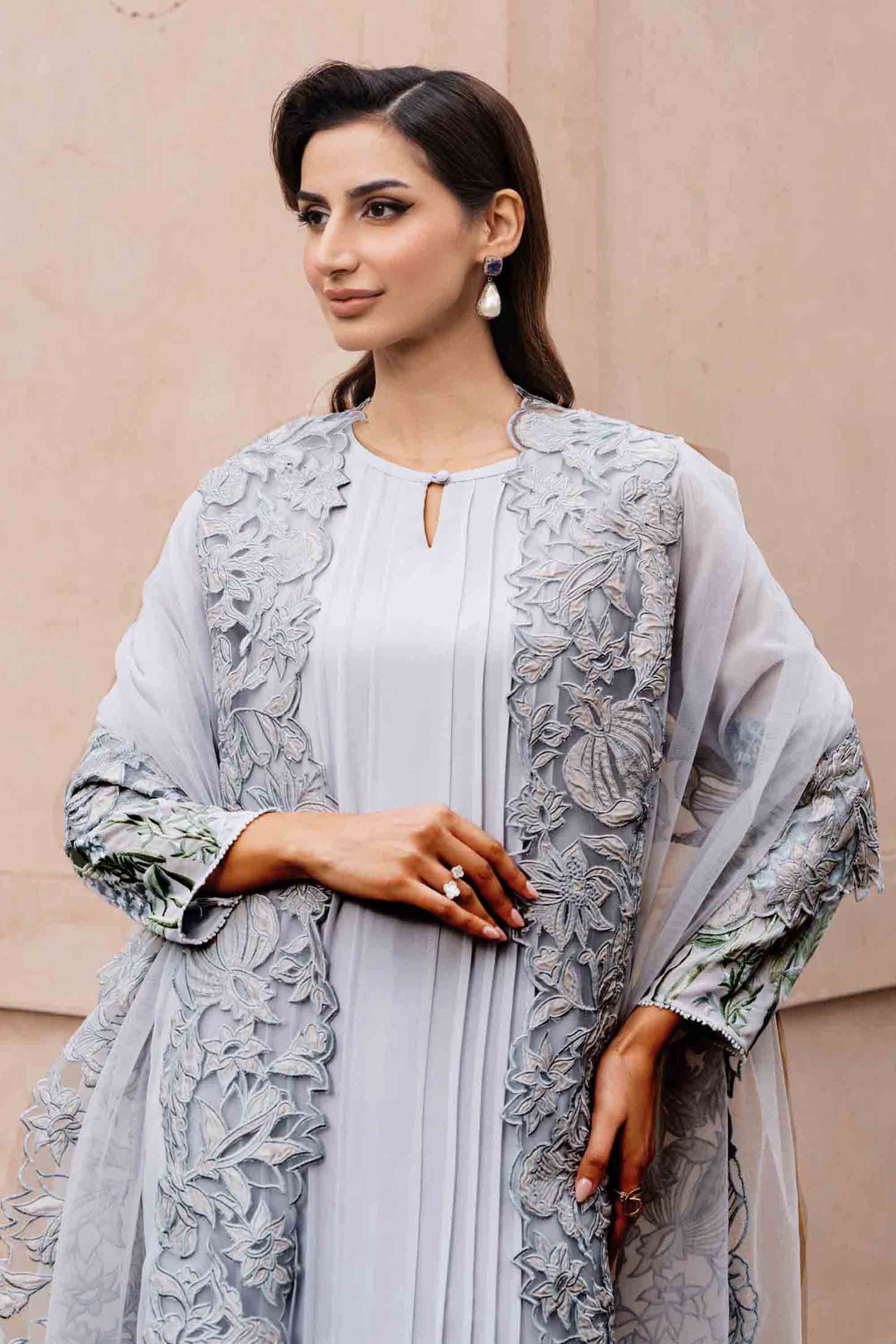 Pale Blue Cutwork Embroidered Salwar Kameez (3-Piece) - Image 2