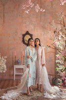 Pakistani Topaz Blue Embroidered Organza Salwar Kameez (3-Piece) - Image 5