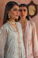 Pakistani Topaz Blue Embroidered Organza Salwar Kameez (3-Piece) - Image 6