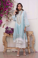Sky Blue Kaamdani Organza Salwar Kameez (3-Piece) - Image 7