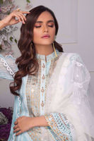 Sky Blue Kaamdani Organza Salwar Kameez (3-Piece) - Image 8