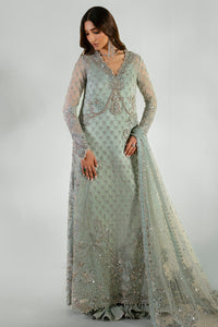 Pakistani Ice-Blue Embellished Organza Long Shirt (3-Piece) - Image 1