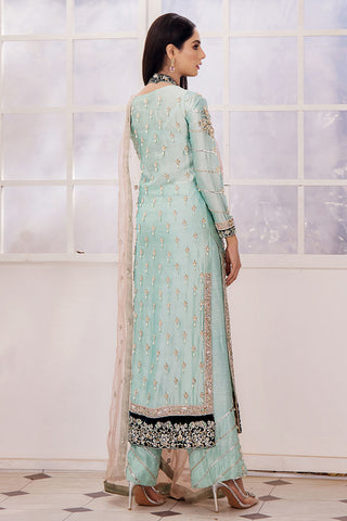 Pakistani Ice Blue Embroidered Organza Salwar Kameez (3-Piece) - Image 7