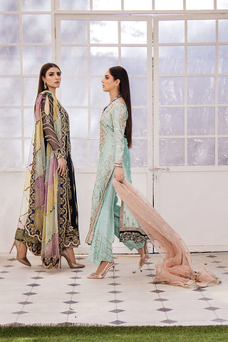 Pakistani Ice Blue Embroidered Organza Salwar Kameez (3-Piece) - Image 8