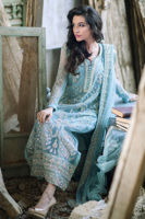 Pakistani Ice Blue Zardozi Silk-Blend Salwar Kameez (3-Piece) - Image 3