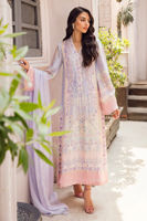 Periwinkle Embellished Raw Silk Salwar Kameez (3-Piece) - Image 3
