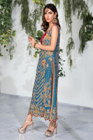 Pakistani Blue Embellished Raw Silk Long Shirt (2-Piece) - Image 7