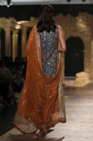 Pakistani Blue Embellished Raw Silk Long Shirt (3-Piece) - Image 5