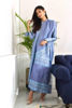 Pakistani Ice Blue Pearl & Zari Raw Silk Salwar Kameez (3-Piece) - Image 3