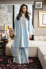 Pakistani Sky Blue Embellished Raw Silk Salwar Kameez (3-Piece) - Image 2