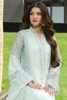 Ice Blue Embroidered Raw Silk Salwar Kameez (3-Piece) - Image 3