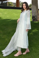 Ice Blue Embroidered Raw Silk Salwar Kameez (3-Piece) - Image 4