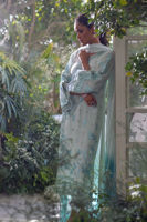 Ice Blue Zardozi Embroidered Raw Silk Salwar Kameez (3-Piece) - Image 3