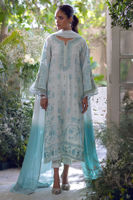 Ice Blue Zardozi Embroidered Raw Silk Salwar Kameez (3-Piece) - Image 4