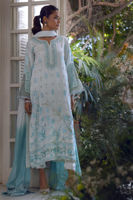 Ice Blue Zardozi Embroidered Raw Silk Salwar Kameez (3-Piece) - Image 6