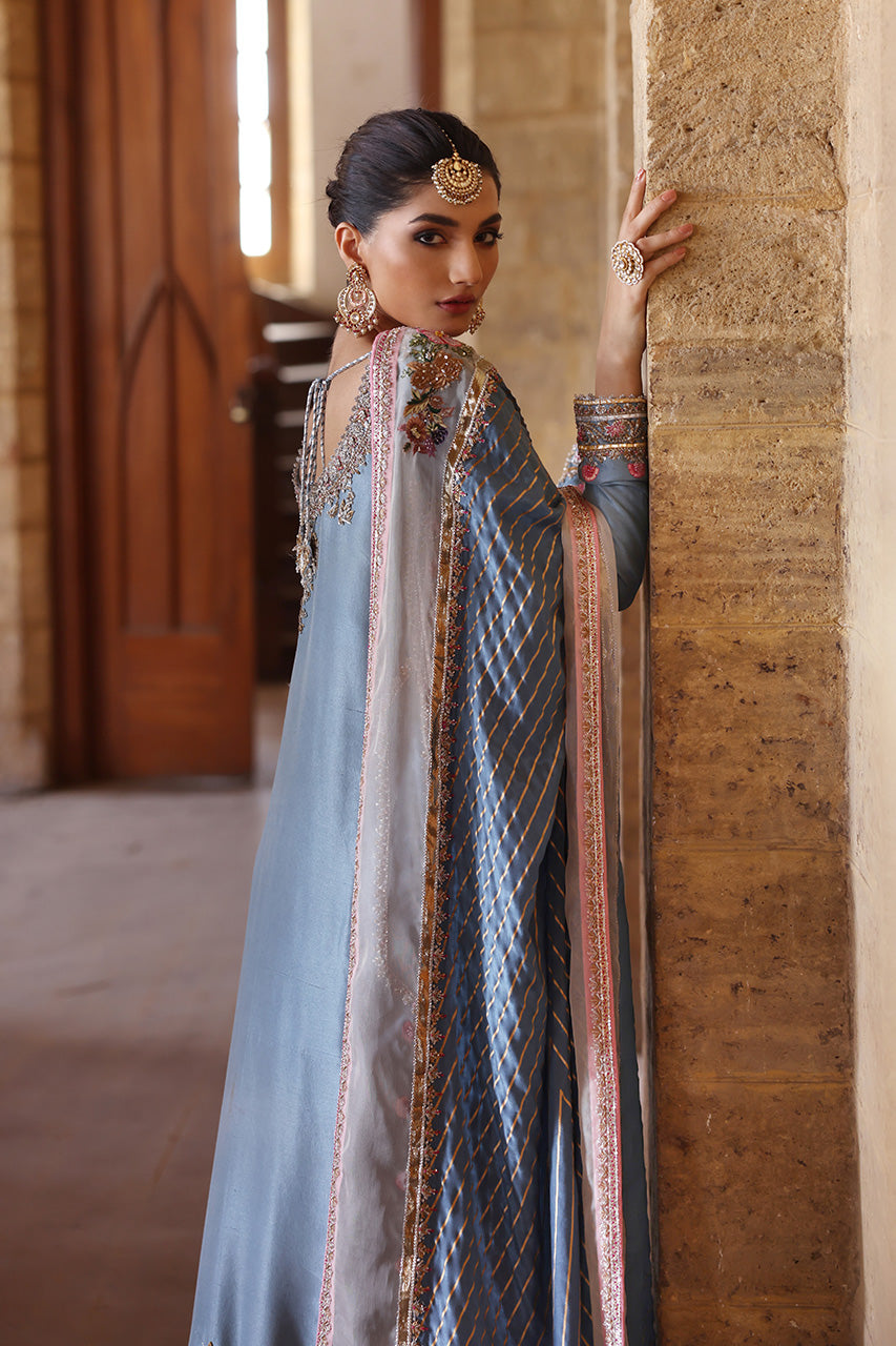 Pakistani Vintage Blue Zardozi Raw Silk Salwar Kameez (3-Piece) - Image 6