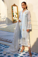 Pakistani Ice Blue Mirror & Zardozi Self-Organza Salwar Kameez (3-Piece) - Image 1