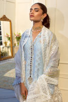 Pakistani Ice Blue Mirror & Zardozi Self-Organza Salwar Kameez (3-Piece) - Image 4