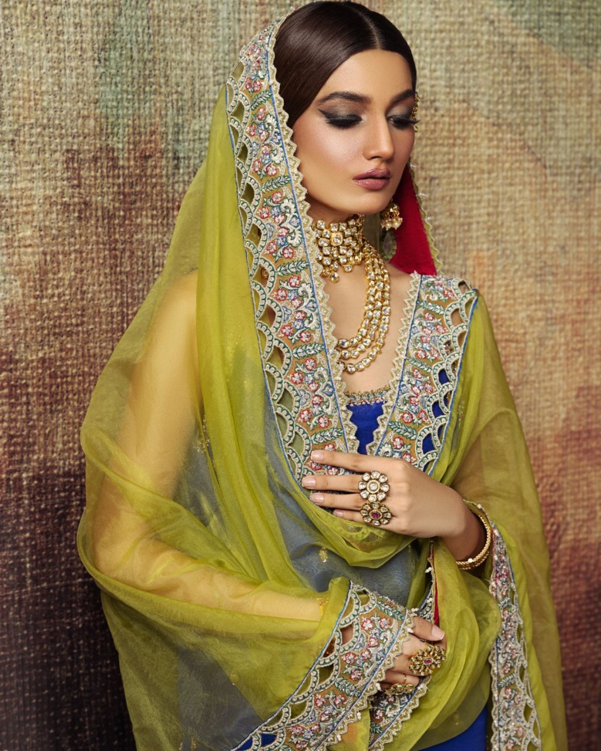 Azure Blue Embroidered Silk-Blend Salwar Kameez (3-Piece) - Image 6