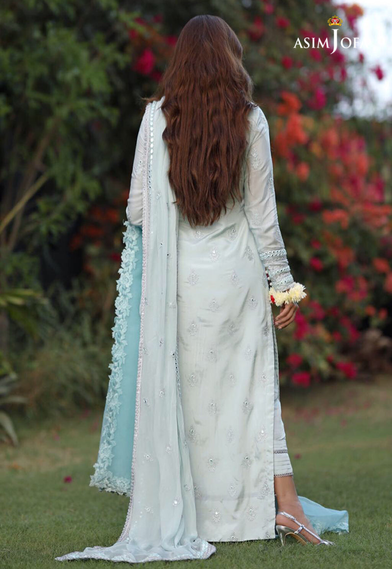 Ice Blue Embroidered Silk 3-Piece Suit - Image 4