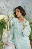 Ice Blue Zardozi & Pearl Silk Salwar Kameez (3-Piece) - Image 3