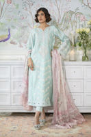 Ice Blue Zardozi & Pearl Silk Salwar Kameez (3-Piece) - Image 8