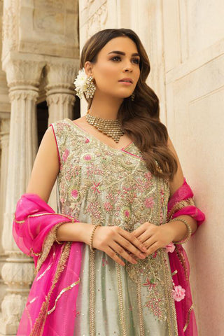 Pakistani Ice Blue Embroidered Tissue Salwar Kameez (3-Piece) - Image 5