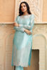 Pakistani Blue Swarovski & Beckti Work Tissue Kameez (2-Piece) - Image 3