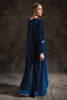 Pakistani Blue Velvet Embroidered Long Shirt (3-Piece) - Image 4
