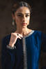 Pakistani Blue Velvet Embroidered Long Shirt (3-Piece) - Image 7