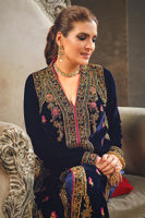 Opal Blue Embroidered Velvet Long Jacket (2-Piece) - Image 5