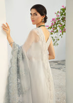 Ice Blue Net Lace Korean Silk Pant Saree (2-Piece) - Image 3