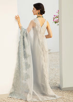 Ice Blue Net Lace Korean Silk Pant Saree (2-Piece) - Image 4