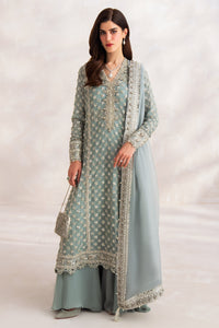 Pale Blue Hand-Embellished Chiffon Sharara (3-Piece) - Image 1