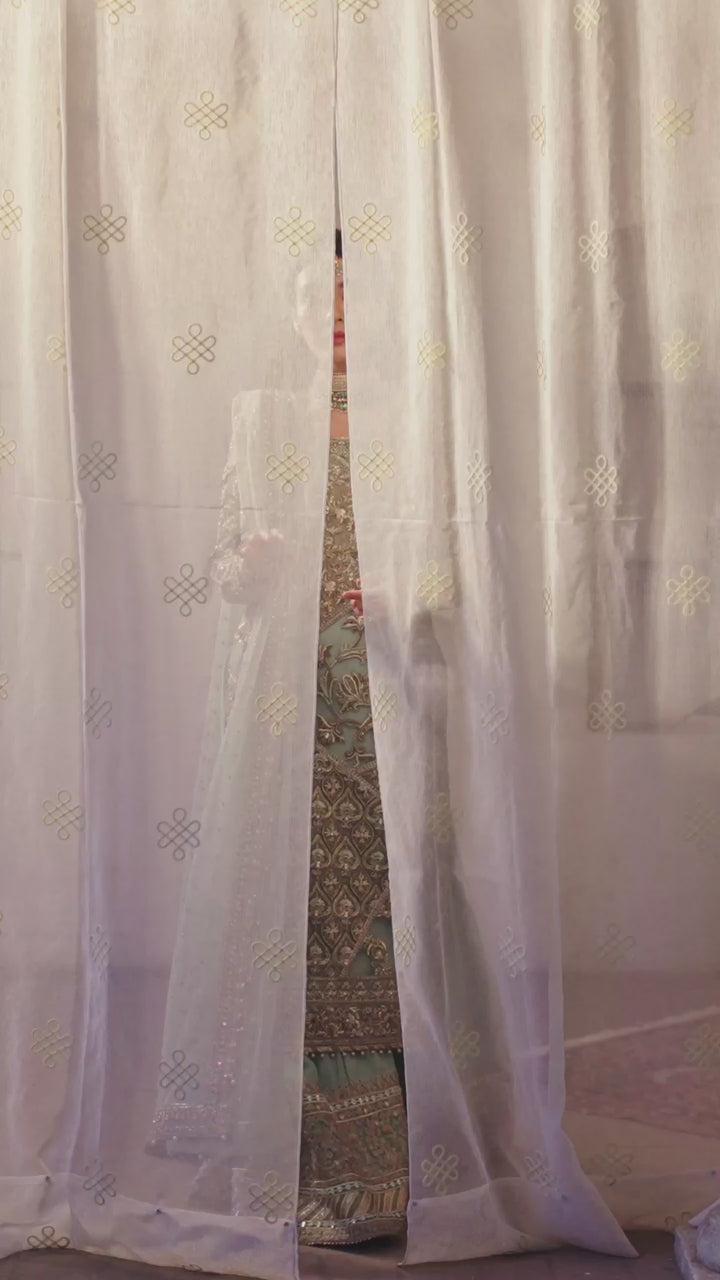 Ice Blue Embellished Net & Silk Sharara (3-Piece) - Image 8