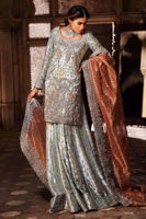 Ice Blue Embroidered Lamé Bridal Sharara (3-Piece) - Image 5