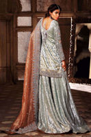 Ice Blue Embroidered Lamé Bridal Sharara (3-Piece) - Image 6